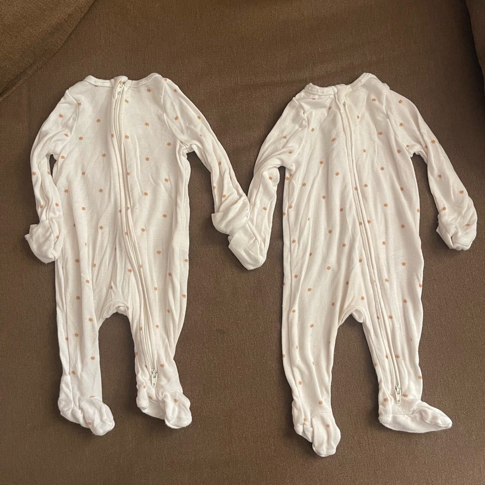 White Baby One Piece with Orange Accents